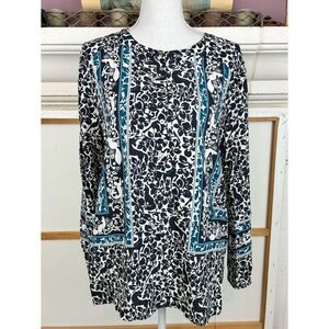 LOFT NWOT Whimsy Goth Renaissance style print blouse round neckline